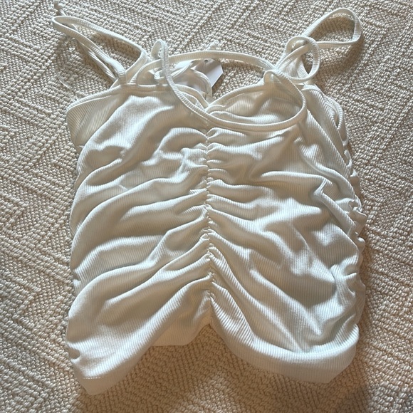 NWT. Ruched white tank. - Picture 3 of 3